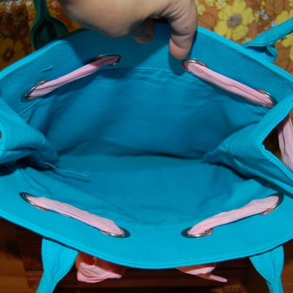 RALPH LAUREN Blue Cotton Canvas TOTE BAG - Picture 3 of 3